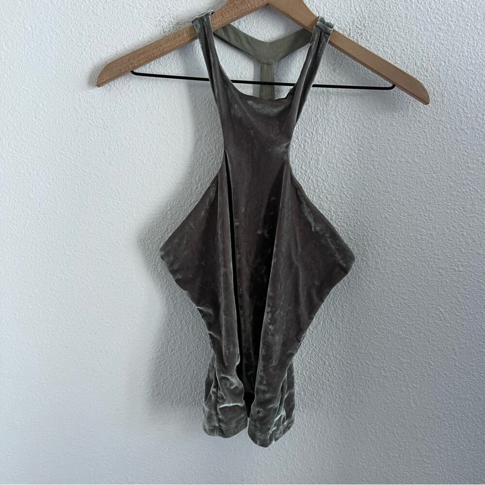 Free People Intimately Velour Green Boho Neutral Minimalist Tank Small